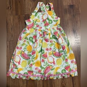 NWT  Summer Fruits X-Back 100% Cotton A-Line Ruffled Hem Dress Beach Vacation